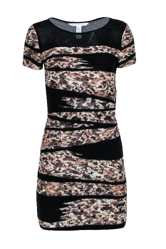 Diane von Furstenberg - Black w/ Printed Ruffled Layers Dress Sz S Trendy unclassified dresses