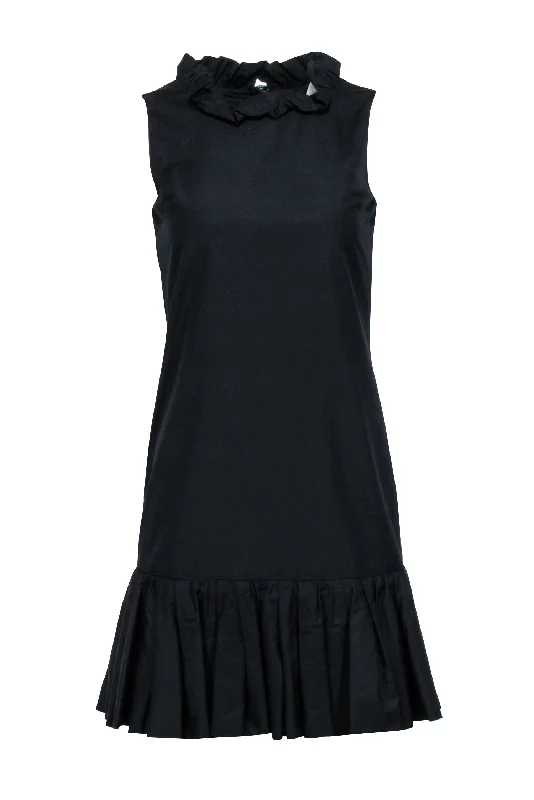 Dolce & Gabbana - Black Cotton Shift Dress w/ Ruffled Hem Sz 2 Beach unclassified dresses