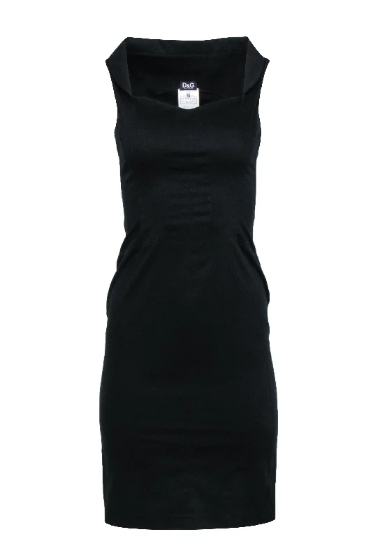 Dolce & Gabbana - Black Sleeveless Wide Neck Dress Sz 2 Office unclassified dresses