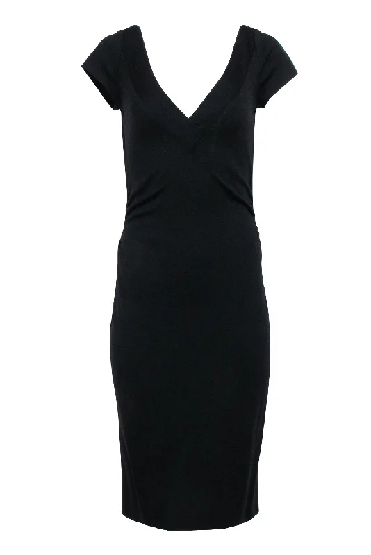 Diane von Furstenberg - Black Cap Sleeve Sheath Dress Sz 12 Silk unclassified dresses