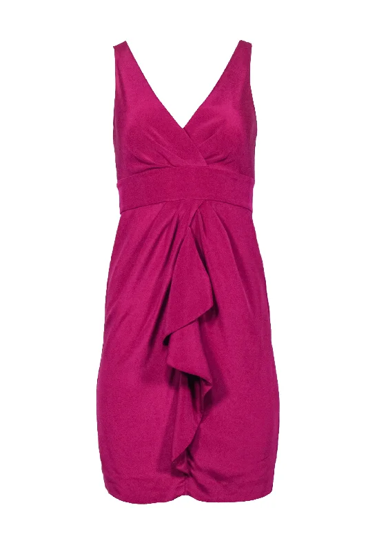 Diane von Furstenberg - Fuchsia Draped Silk Sheath Dress Sz 4 Halter unclassified dresses