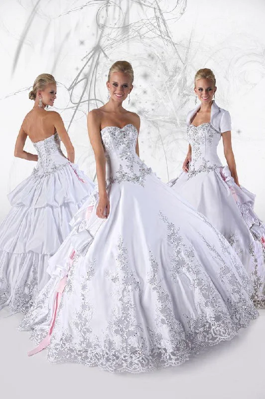 Da Vinci Quinceañera Dress 80086 White Pink Silver - Size 10 Fashionable unclassified dresses