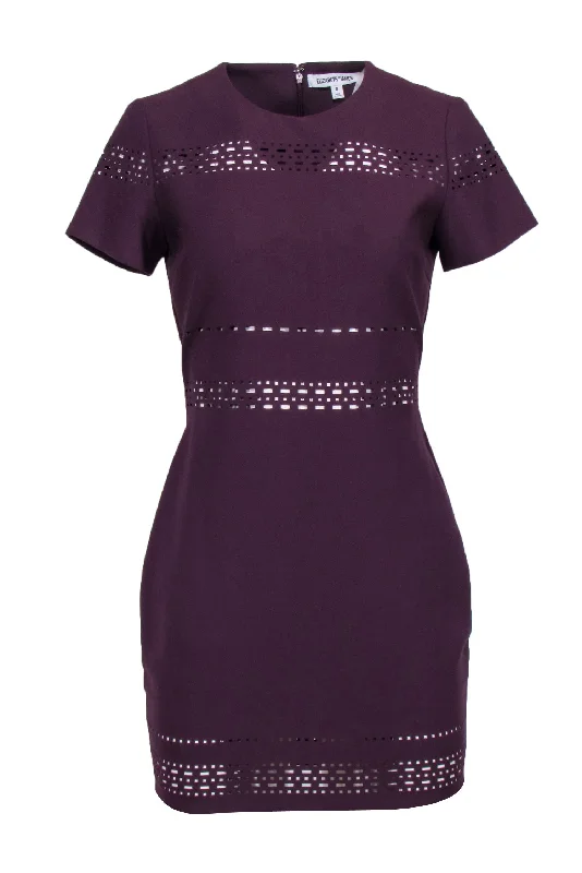 Elizabeth & James - Plum Purple “Ari” Dress w/ Lasercut Details Sz 8 Wrap unclassified dresses