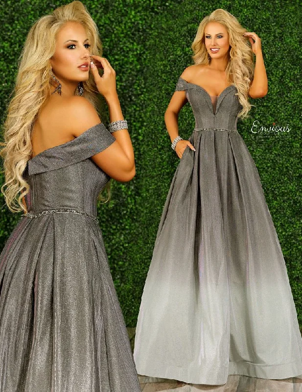 Envious Couture 1432 Gunmetal Ombre Ballgown One-shoulder unclassified dresses