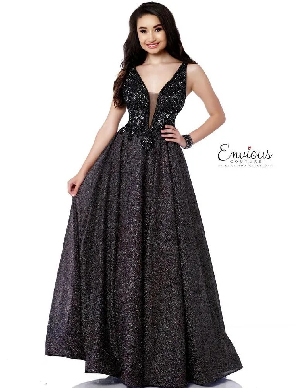 ENVIOUS Couture 1744 Black Iridescent Glitter Ballgown - Size 10 Bodycon unclassified dresses