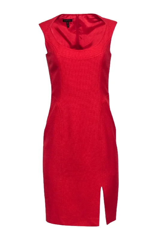 Escada - Red Sleeveless Sheath Dress w/ Slit Sz 6 Halter unclassified dresses