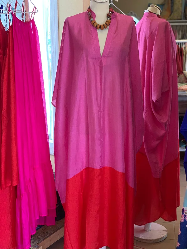 Exclusive luxury Silk kaftan - Rose & 0range  of Ibiza Elegant unclassified dresses