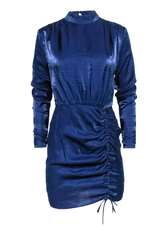 Finders Keepers - Indigo Iridescent Mock Neck Dress Sz 4 Travel unclassified dresses