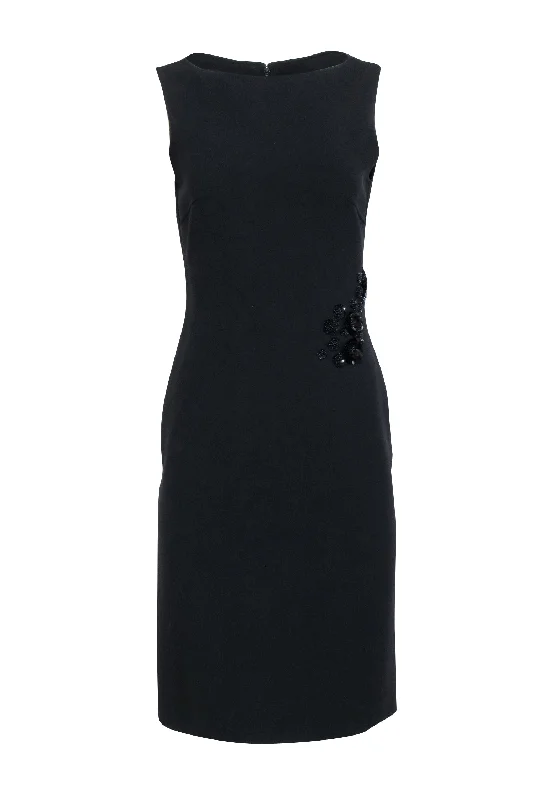 Celine - Black Sleeveless Sheath Dress w/ Side Embellishment Detail Sz 6 Beach unclassified dresses