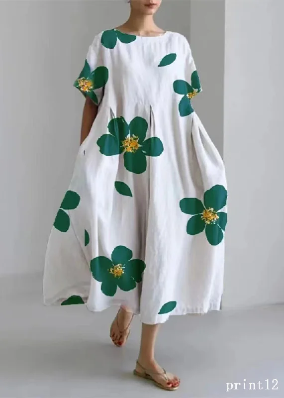 Flower print12 Cotton Dresses Pockets Patchwork Spring Lightweight unclassified dresses