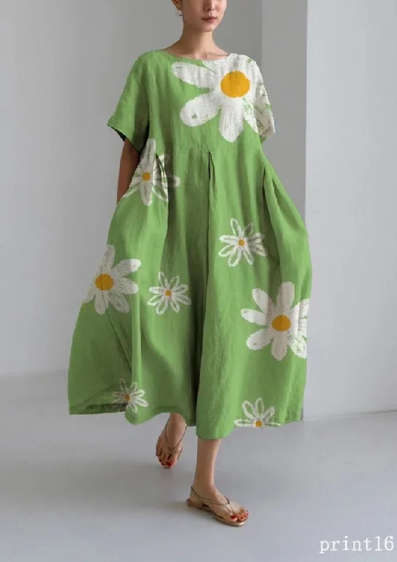 Flower print16 Cotton Dresses Pockets Patchwork Spring Printed unclassified dresses