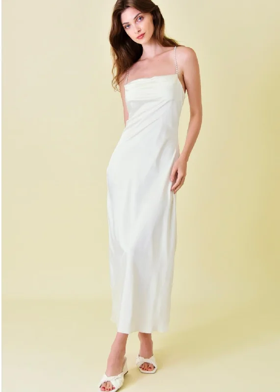 pearl strap cowl slip dress A-line unclassified dresses