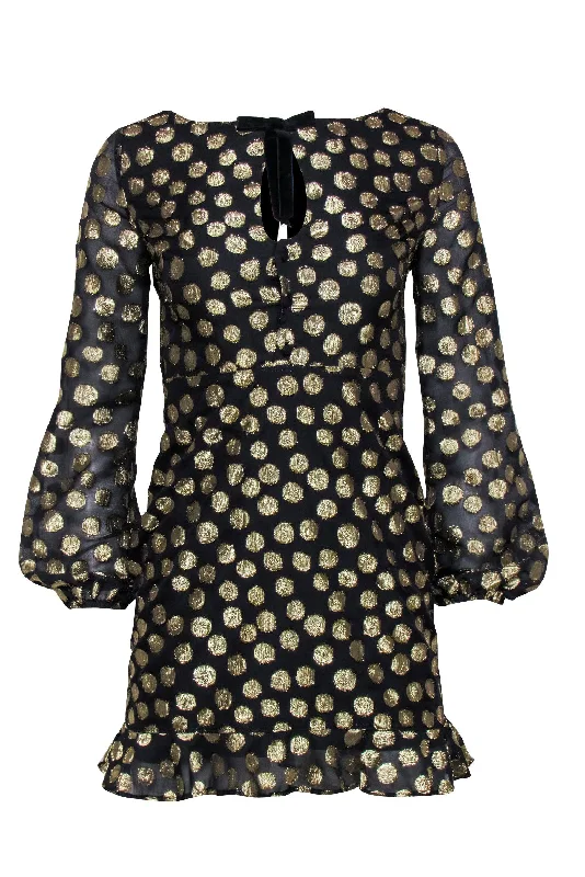 For Love & Lemons - Black Dress w/ Gold Metallic Dots Sz XS Sexy unclassified dresses