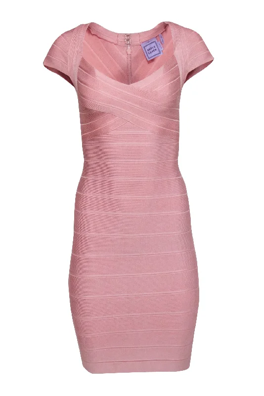 Herve Leger - Rose Pink Bandage Cap Sleeve Dress Sz XS A-line unclassified dresses