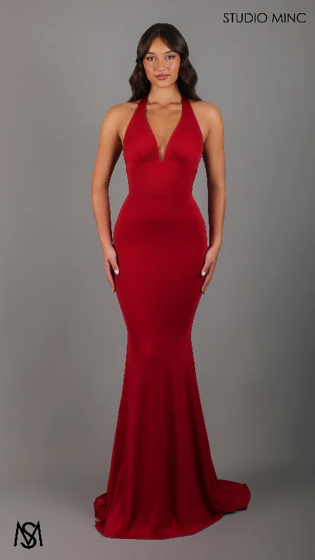 HOURGLASS - Red Fitted Mermaid Formal Dress with Plunge Neckline Beach unclassified dresses