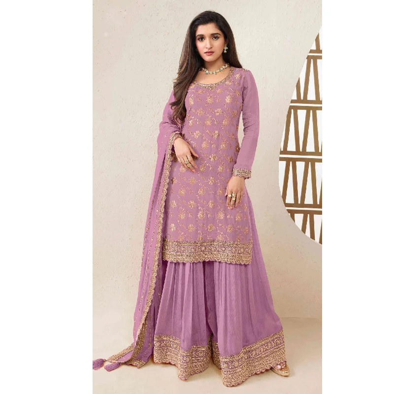 Indian Bollywood Designer Chinon Jacquard Fabric Salwar Kameez Plazzo Suit Floral unclassified dresses