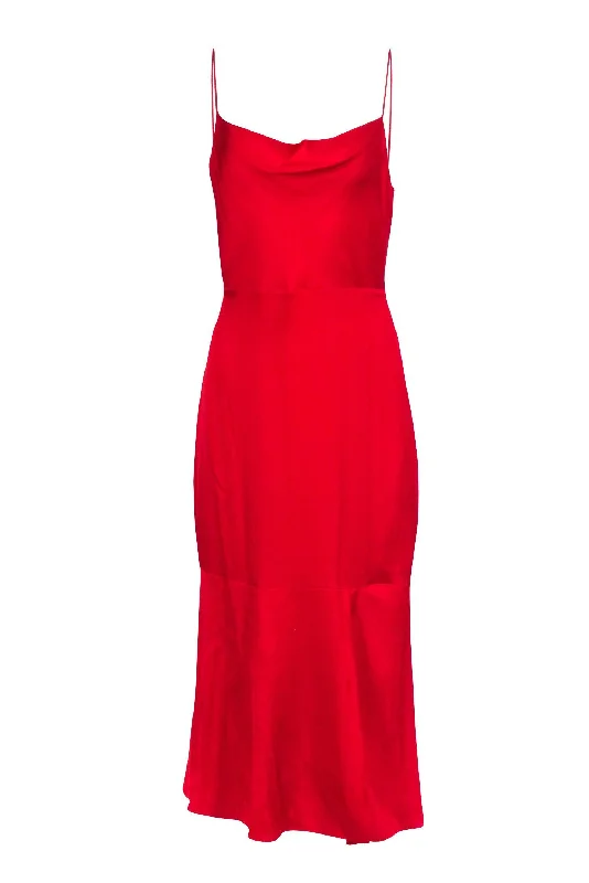 Intermix - Red Silk Blend Sleeveless Cowl Neck Gown Sz 4 Boho unclassified dresses