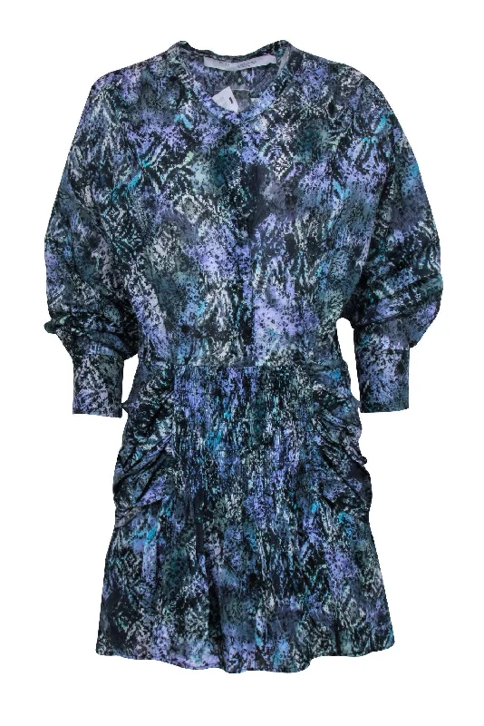 IRO - Blue & Purple Abstract Dress Sz 40 Metallic unclassified dresses