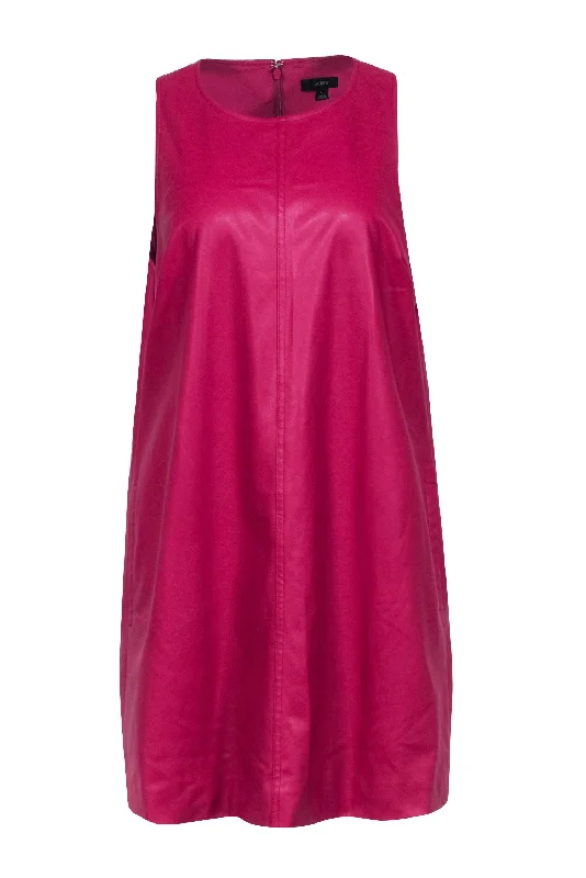 J.Crew - Hot Pink Faux Leather Sleeveless Shift Dress Sz L Cotton unclassified dresses