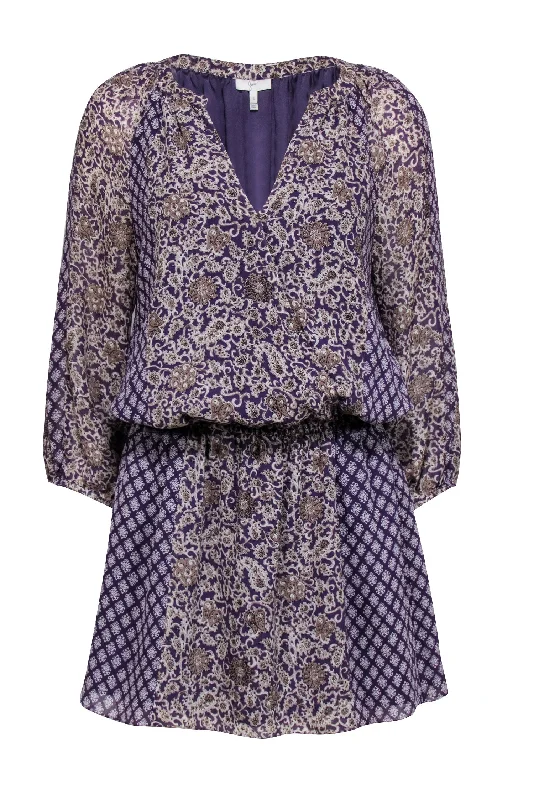 Joie - Purple Paisley Print Silk Dress Sz S Elegant evening unclassified dresses