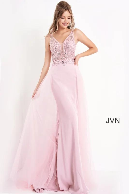 JVN by Jovani 02253 Light Pink Flowy Chiffon Dress Travel unclassified dresses