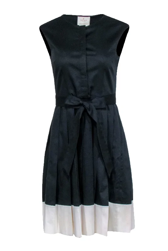 Kate Spade - Black Pleated w/ White Trim Sleeveless Dress Sz 2 Holiday unclassified dresses