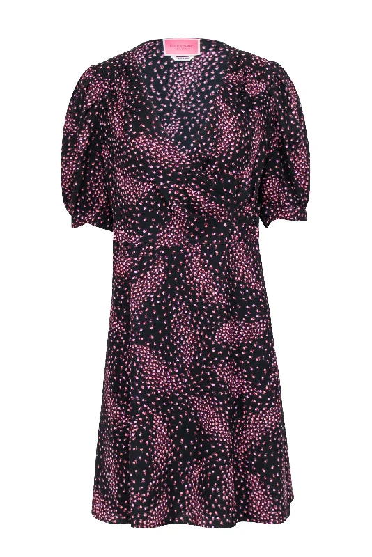 Kate Spade - Black w/ Pink, Orange, & Purple Print Wrap Dress Sz 6 Halter unclassified dresses