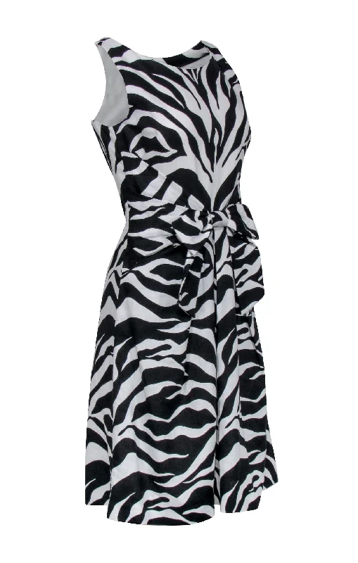 Kate Spade - Black & White Zebra Print Sleeveless Bow Front Dress Sz 6 Beach unclassified dresses