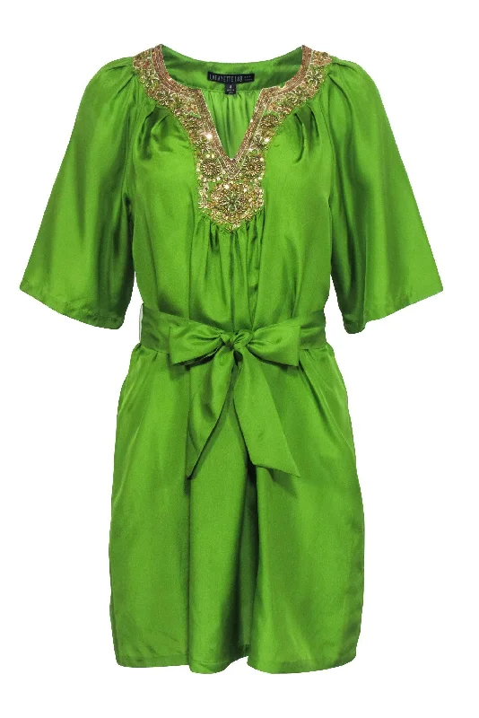 Lafayette 148 - Green Beaded Tunic Dress Sz 4 Long unclassified dresses