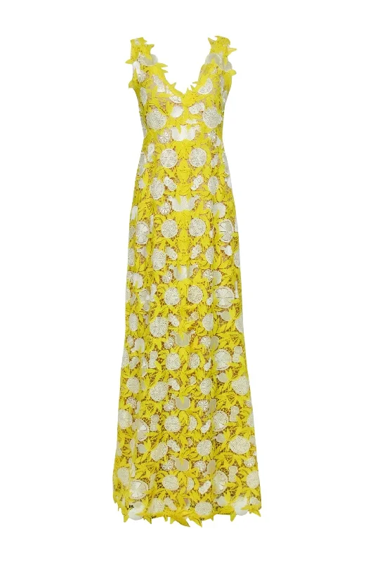 Lela Rose - Yellow & White Lemon Print Formal Dress Sz 6 Wrap unclassified dresses