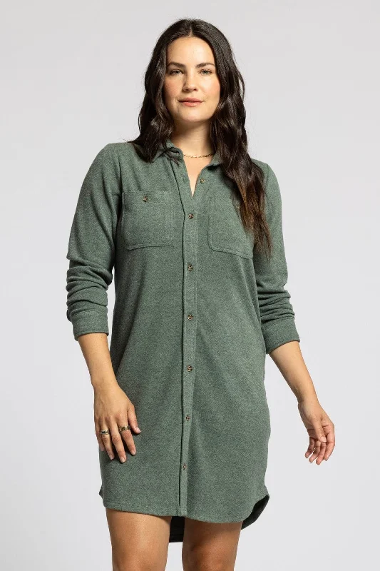 Leslie Button Down Dress - Heather Foliage Anniversary unclassified dresses