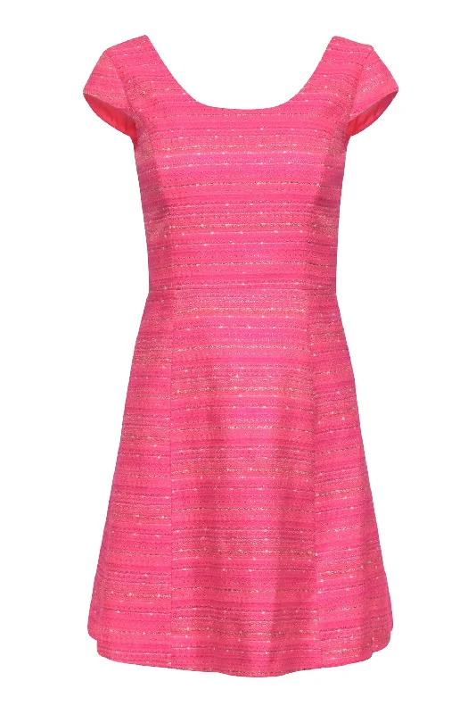 Lilly Pulitzer - Hot Pink & Metallic Tweed Cap Sleeve Dress Sz 2 Winter unclassified dresses