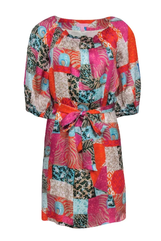 Lily Pulitzer - Multi Print Crop Sleeve Wrap Dress Sz 2 Polka dot unclassified dresses