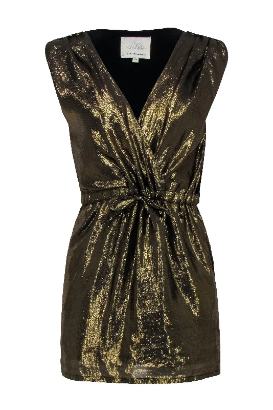 Madison Marcus - Gold Metallic Sleeveless Drawstring Dress Sz XS Festival unclassified dresses