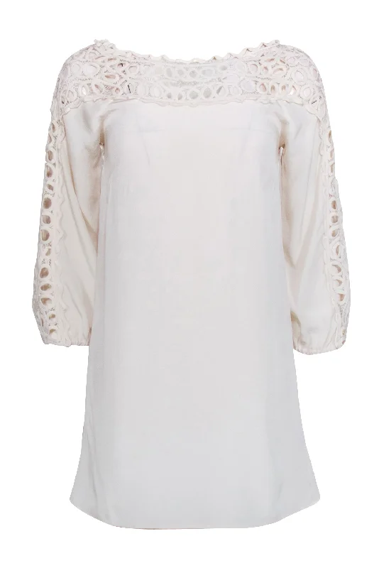 Madison Marcus - Ivory Tunic Dress w/ Eyelet Trim Sz XS Cotton unclassified dresses