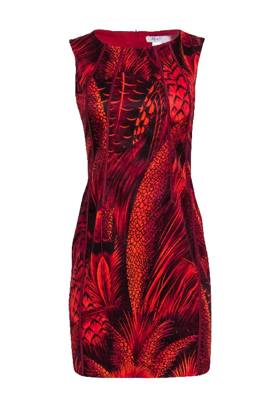 Max Mara - Red & Orange Print Dress Sz 8 Trendy new unclassified dresses