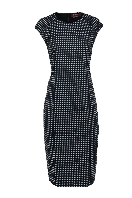 Max Mara - Black & White Polka Dot Cap Sleeve Jersey Dress Sz L Striped unclassified dresses