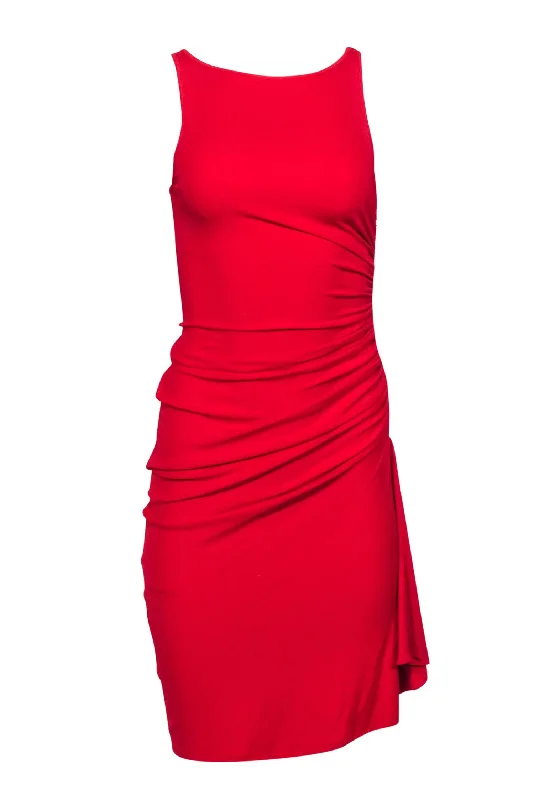 Michael Kors - Red Ruched Sleeveless Dress Sz 4 Designer unclassified dresses