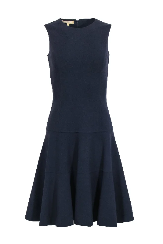 Michael Kors - Navy Sleeveless Drop Waist Dress Sz 4 Satin unclassified dresses