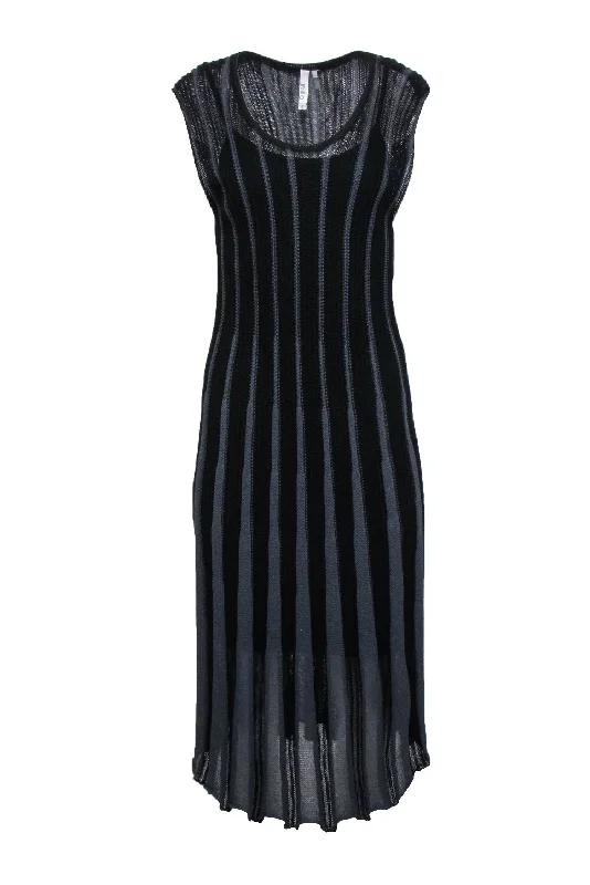 Miilla - Black & Grey Stripe Knit Dress Sz S Fall unclassified dresses