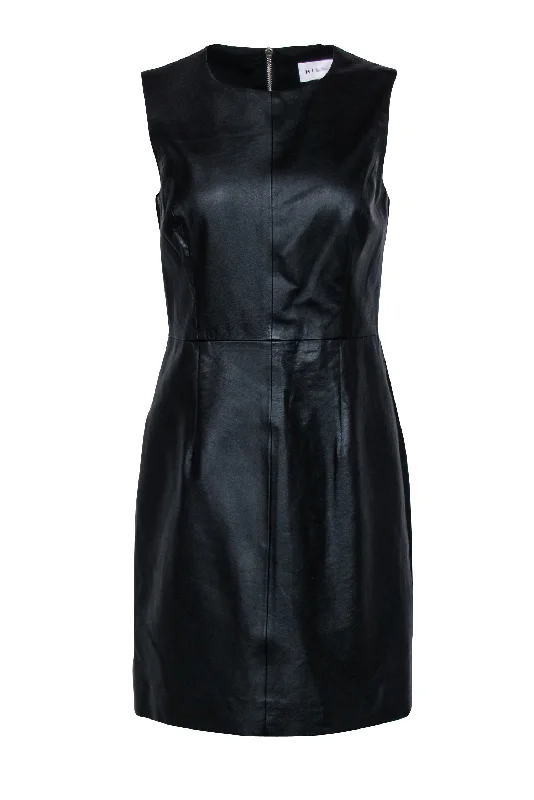 Milly - Black Leather Sleeveless Dress Sz 10 Beaded unclassified dresses