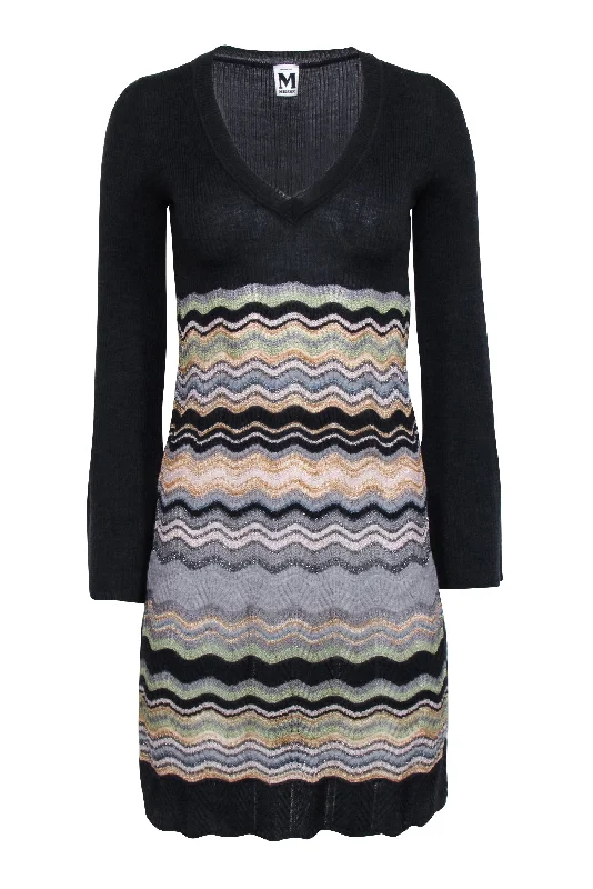 Missoni - Grey w/ Multicolor Chevron Pattern Wool Blend Dress Sz 2 Trendy unclassified dresses