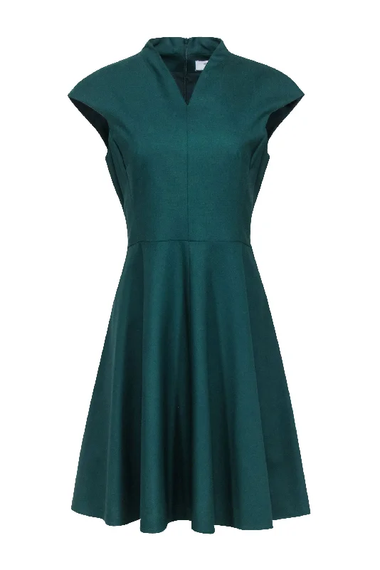 M.M.LaFleur - Green Wool Blend Cap Sleeve Dress Sz 8 Embroidered unclassified dresses