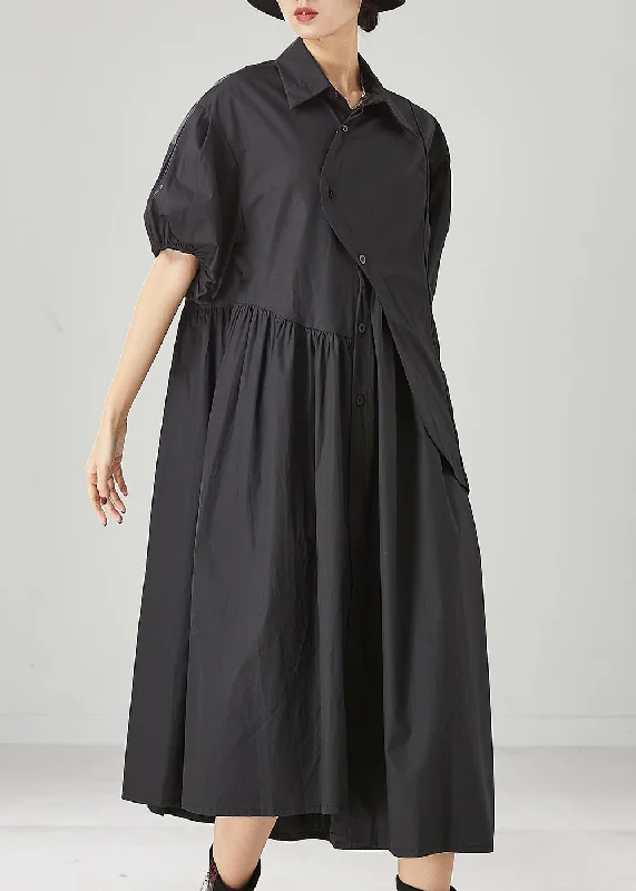 Modern Black Asymmetrical Exra Large Hem Cotton Dress Spring Everyday wear unclassified dresses