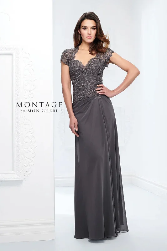 MONTAGE by Mon Cheri 115974 Charcoal Chiffon Evening Dress - 16W Plus size unclassified dresses