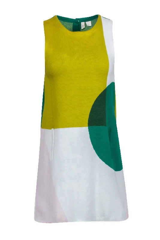 Moth - Yellow, Green, & White Knit Sleeveless Dress Sz S Corset unclassified dresses