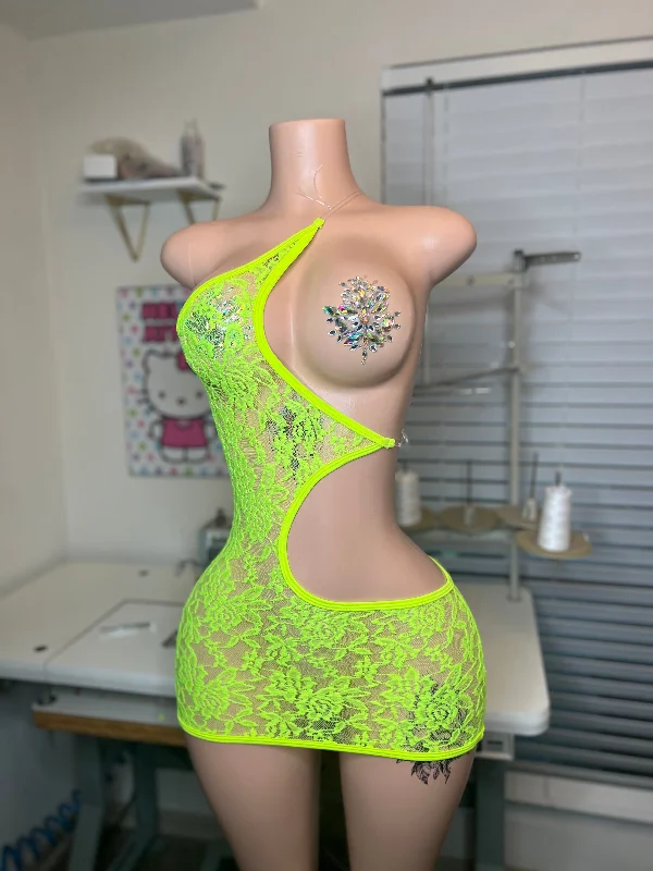 Neon Green Cut Out Dress 2.0 Stretchy unclassified dresses