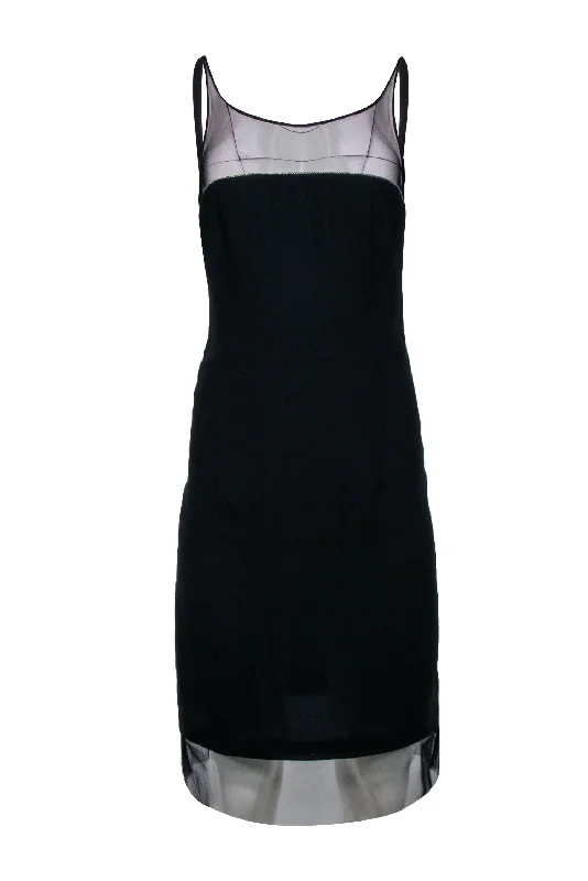 Nicole Miller -  Black Sleeveless Mesh Neckline Dress Sz 6 Long unclassified dresses