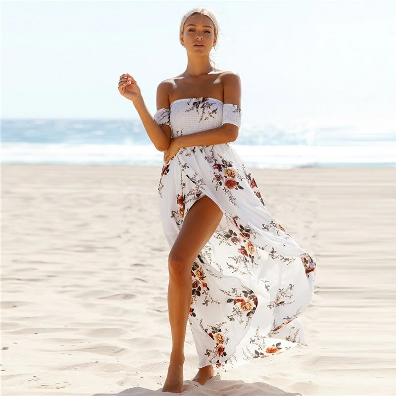 Off Shoulder Sexy Split Beach Summer Dress Beach unclassified dresses