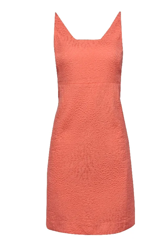 Oscar De La Renta - Peach Textured Dress Sz 6 Flowy unclassified dresses